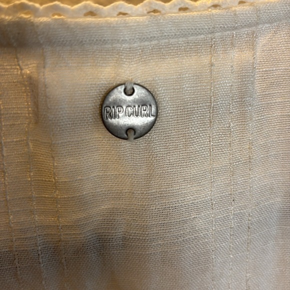 Rip Curl Ivory with Pink and Blue Floral Embroidery Tie Top/ Size medium - Picture 8 of 9